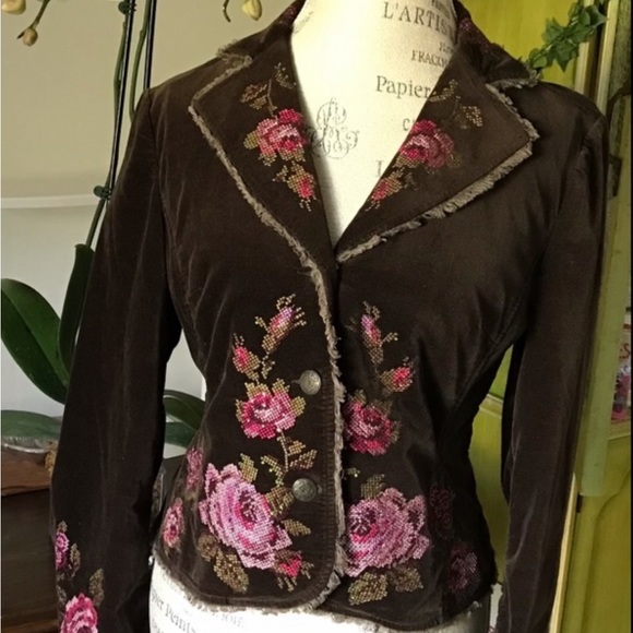 Telluride Clothing Co. Jackets & Blazers - Telluride Clothing *SEE VIDEO* Velveteen Chocolate & Roses Jacket Sz M